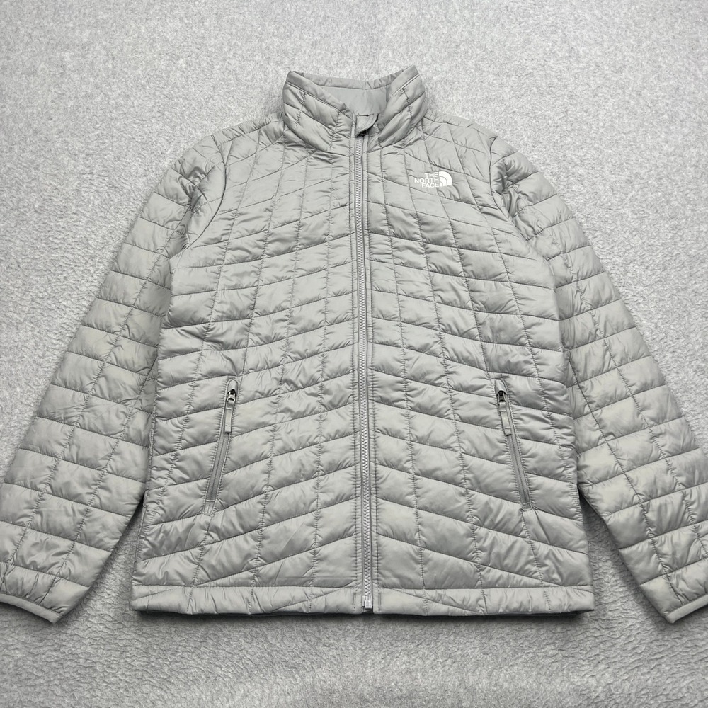 North‎ Face ThermoBall Eco Hooded Puffer Jacket Kids Large 14/16 Gray Full Zip